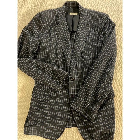 DRIES VAN NOTEN Grid Check Light Weight Cotton Jacket / Blazer in Navy Size 44 - Picture 1 of 6